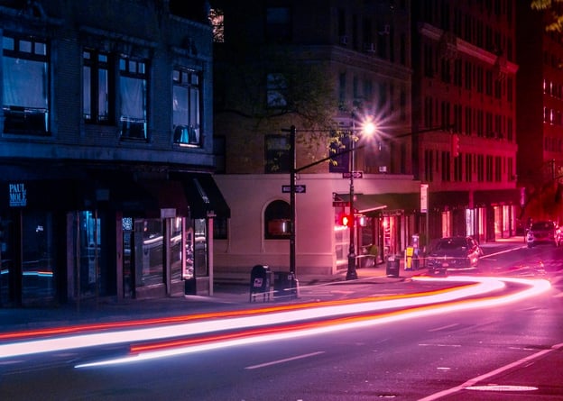 red and white lighted building during night time